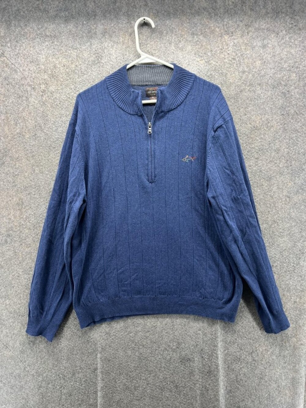 Greg Norman For Tasso Elba Sweater Men XL Blue 1/4 Zip Mock Neck Golf Pullover